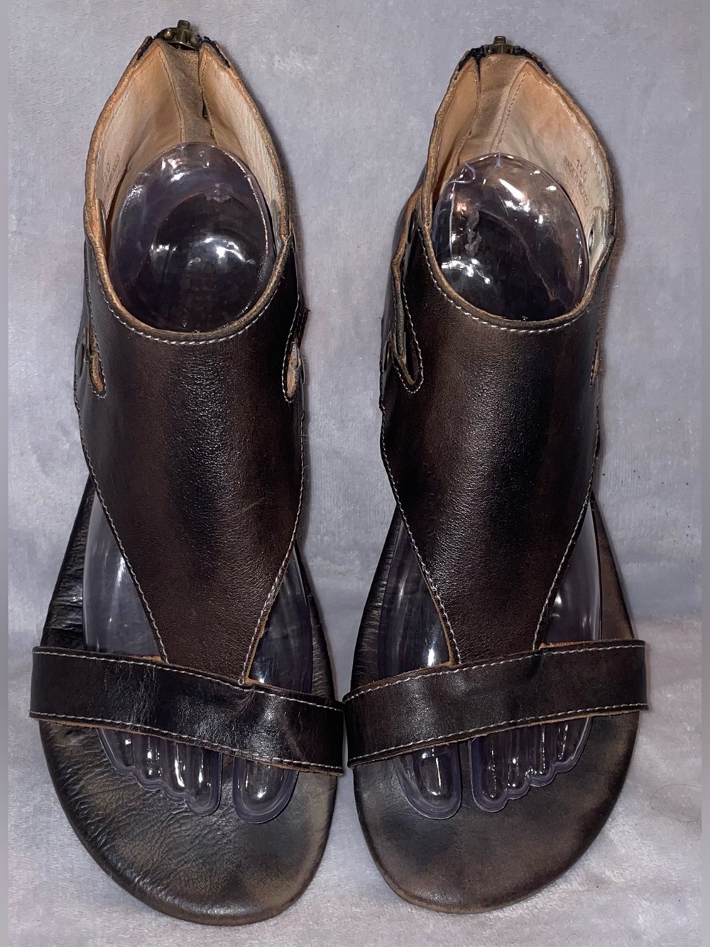 Bed Stu Women’s Size 11 Soto Brown Leather Ankle Cuff Sandals Zip Back Gladiator - Picture 7 of 11